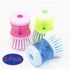 Multi-purpose Dish scrub Brush with Soap Dispenser Button, Scrubber New 3-Pack