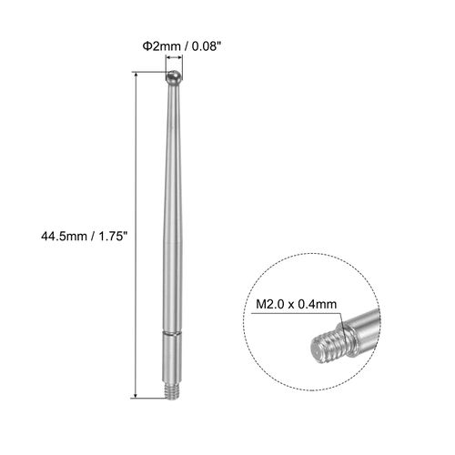 uxcell Contact Point for Dial Test Indicator, 2mm Diameter Carbide Ball Tip M2.0x0.4 Thread 1.75" Length
