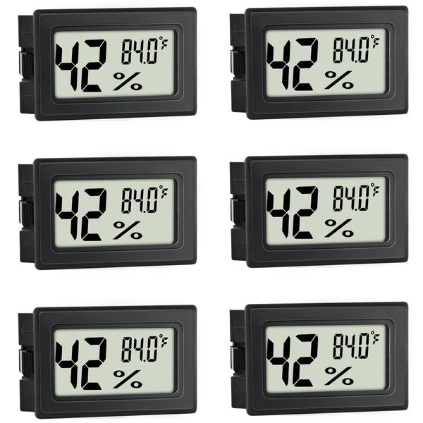 Mini Hygrometer Indoor Humidity Meter Hygrometer Thermometers 6 Pack Humidity Meters Gauge Hygrometer Mini Digital Thermometer Hygrometer with Fahrenheit (℉) for Humidors, Greenhouse, Garden, Cellar