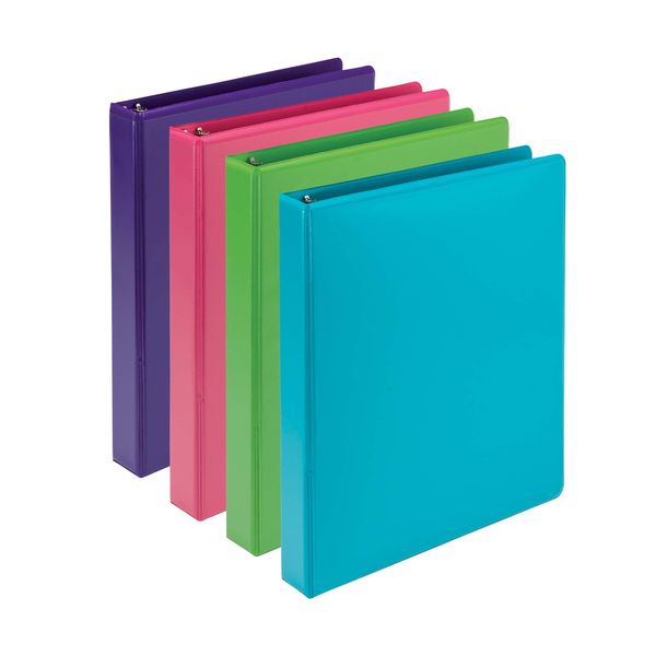 Samsill Plant Based Durable 1 Inch 3 Ring Binders, Made in The USA, Fashion Clear View Binders, Up to 25% Plant Based Plastic, Assorted 4 Pack (MP48639)