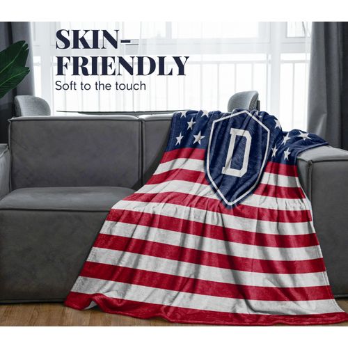 Huglanket Personalized American Citizenship Gift - Patriotic US Flag Blanket, American National Flag Flannel Plush Throw - 50"x 65" - Letter K
