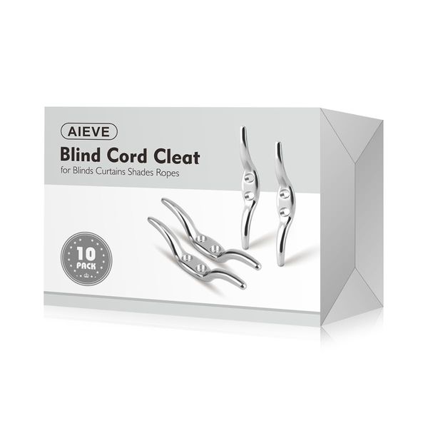 Aieve Cleat Hooks, Zinc Alloy Blind Cord Cleats Blind Cord Hooks with Screws for Roman Shade Curtains Sun Shades Ropes (10 Pack)