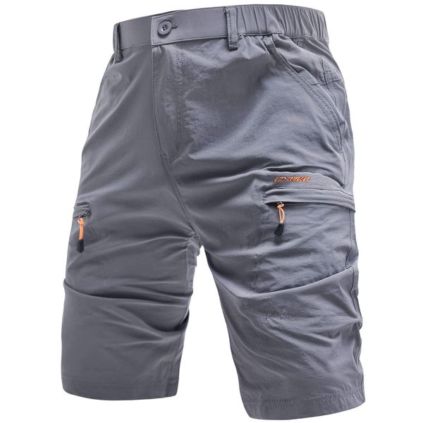 EXEKE Men's Lightweight Hiking Shorts Stretch Quick Dry Cargo Shorts with Multi Pocket 267-4XL/Grey 38-39