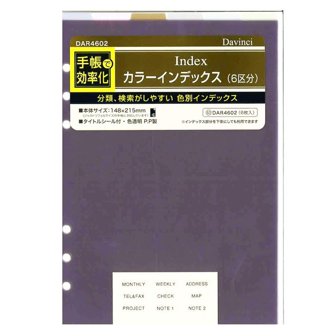 Raymay Fujii Da Vinci Notebook Refill, Color Index, 6 Sections, A5, Earth Color