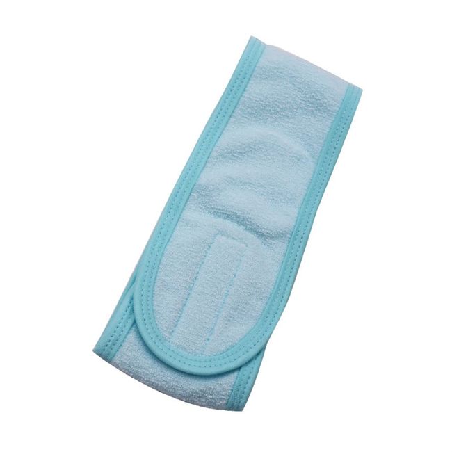 Poejetag Multifunktionales verstellbares Gesichts Klett Stirnband für Sport, Make-up, Gesichtswäsche, Dusche, Blau, Polyester