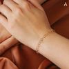Amberta Allure Womens 9K Gold Link Chain Bracelet: 7.5 inch Adjustable Circle Link