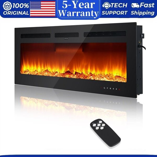 50" Electric Fireplace in-Wall Recessed and Wall Mounted with Remote Controls