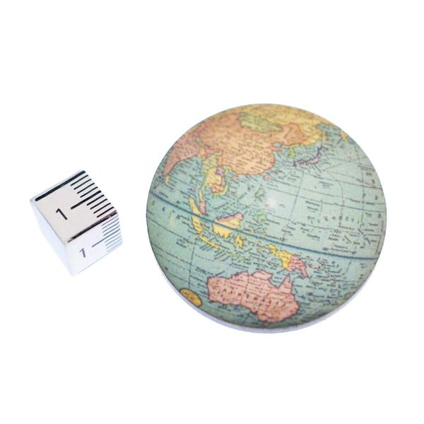 Miniblings Globe Printed Wood Brooch Pin Badge Button World Geography Map