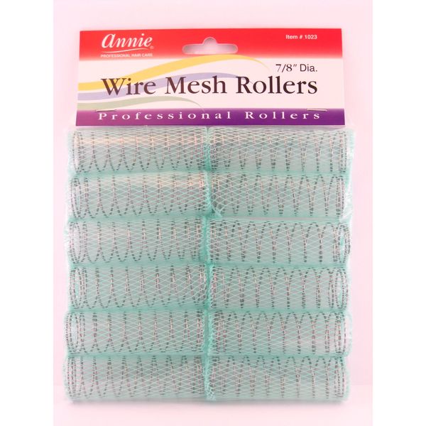 Annie Wire Mesh Rollers M 12Ct Green
