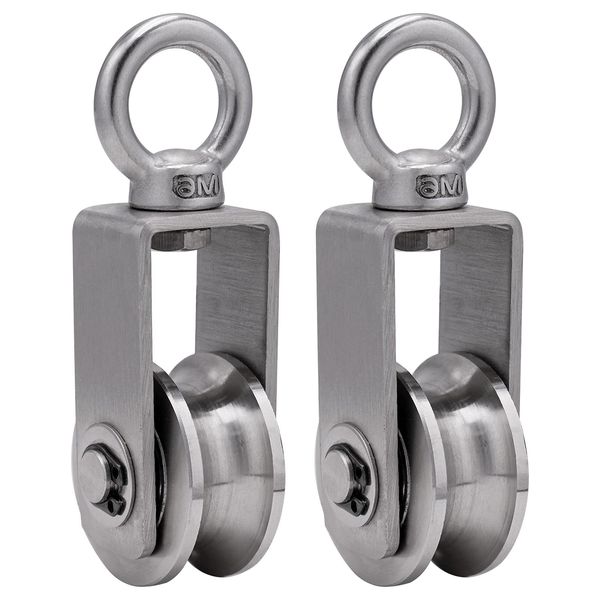 SHINICO Cable Pulley Wheel Stainless Steel, Bearing Inside, Rope Pulley for Pulley System, Gym Equipment, Clothesline, 2 Pack