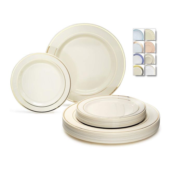 OCCASIONS  120 Plates Pack, Heavyweight Disposable Wedding Party Plastic  Plates (10.5'' Dinner Plate, Plain White)