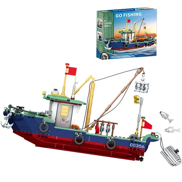 EtrealEli Fishing Boat Building Blocks Set-582pcs Ship Blocks for Kids, Realistic Design, DIY Learning Toy Model