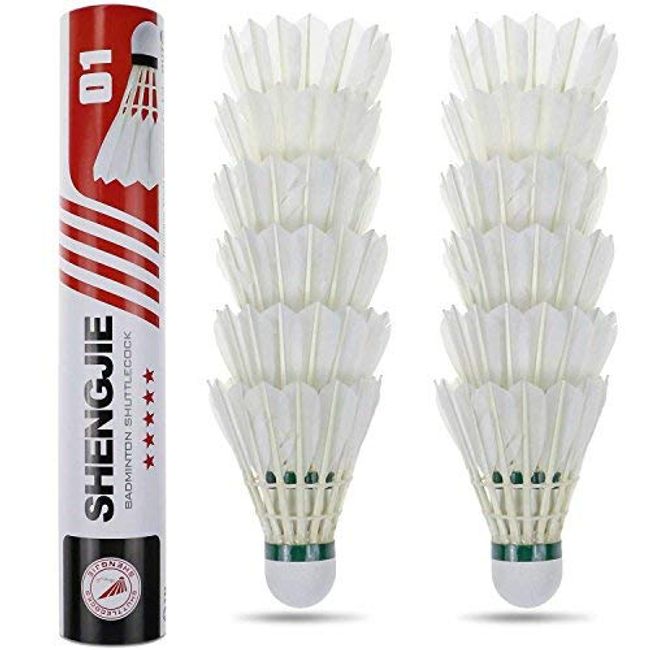 Philonext Badminton Shuttlecocks, 12Pcs Goose Feather Shuttlecocks Stable & Durable Sports Training Badminton Balls for Indoor Outdoor Game (White)