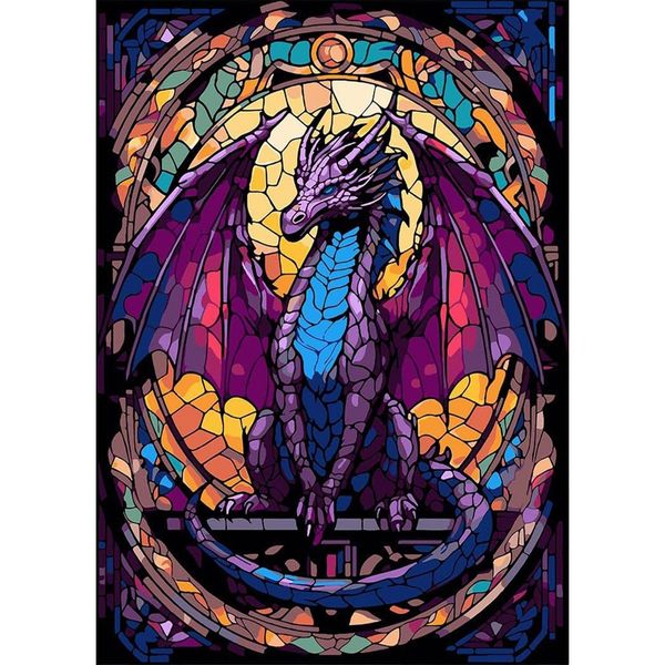 EOBROMD Stained Glass Dragon Diamond Art Painting Kits for Adults, 5D Diamond Art Painting Kits for Beginners, DIY Paint Picture with Full Drill Diamond Dots for Home Wall Art Decor 12x16inch