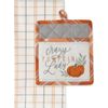 2 pc Kitchen Set: 1 Jumbo Potholder & 1 Towel, PLAID FALL, CRAZY PUMPKIN LADY,HL