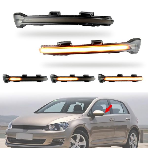 MKptopia LED Dynamic Indicator Light, Side Mirror, Indicator with Sequential Flashing, 2 Pieces Compatible with VW (Not Certified Compatible with Right Hand Drive Vehicles)
