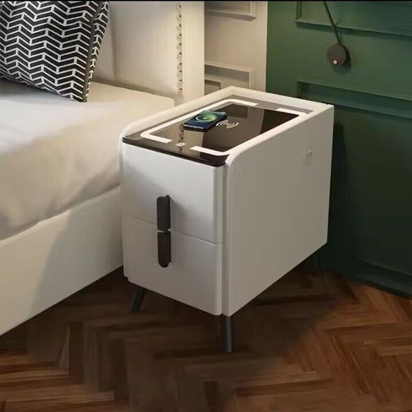 Smart Bedside Table Nightstands with Drawer with Wireless Charging Bedroom Smart