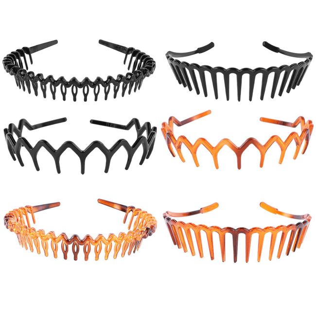 HREDZEO HaifisZahn Stirnbänder,6 Pcs Sharks Zahn Haar Kamm Kunstsstoff Zickzack Haarreifen Gezahnt Stirnband Kamm Plsastic für Damen Haar Accessoires