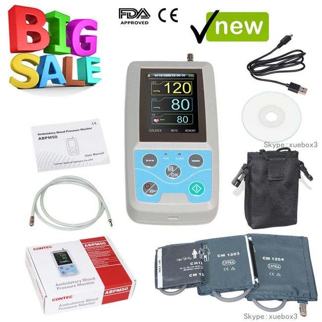 Ambulatory Blood Pressure Monitor NIBP Holter ABPM50 USB Software 24 H –  CONTEC