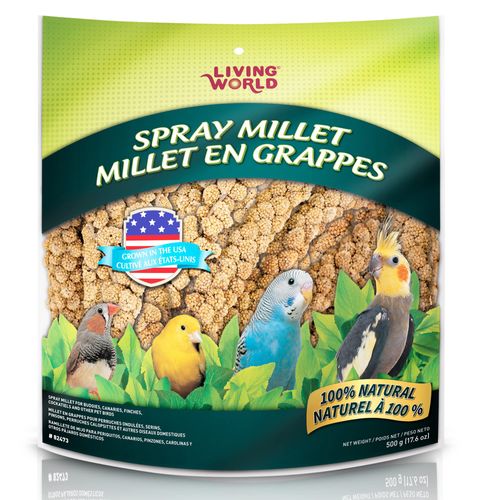 Living World - Spray Millet, 17.6 Oz – Premium Treat for Budgies, Canaries, Finches, Cockatiels and Other Pet Birds