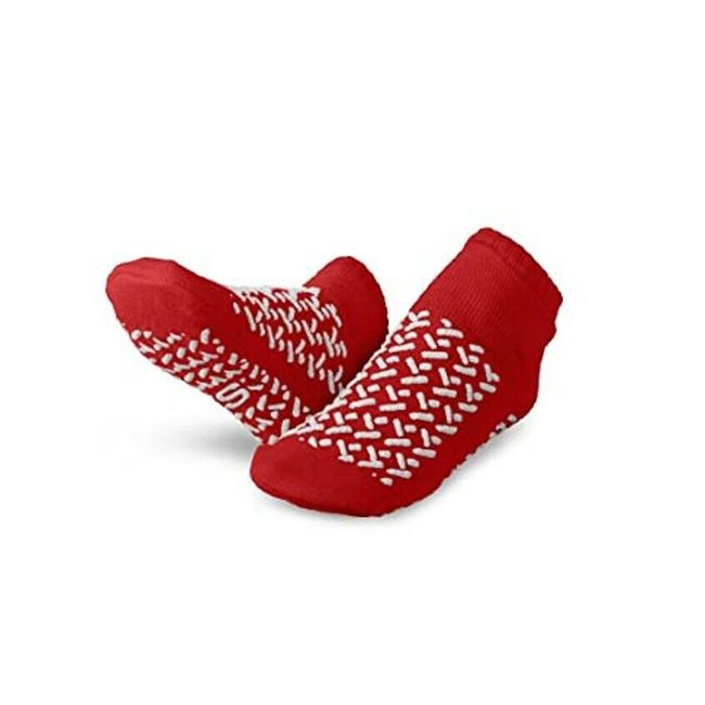 *1-Pack* Medline Double Tread Fall Prevention Red Slippers Size-XL MDT211218RXL