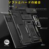Google Pixel7 Pro Case with Ring, Shockproof, PC+TPU, Compatible with Car Holder, Lightweight, Thin, Scratch-Resistant, Easy to Remove, 360° Rotation, Stand Function, Ring, Mobile Phone Cover, Black