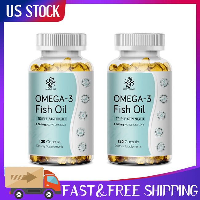 BEST TRIPLE STRENGTH Omega 3 Fish Oil Pills 2500mg HIGH POTENCY 240 CAPSULES