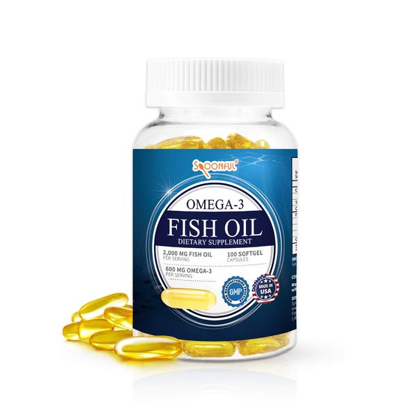 Spoonful Omega 3 Fish Oil 2000 mg, 100 Capsules, Rapid Release Softgels, NSF - Certified