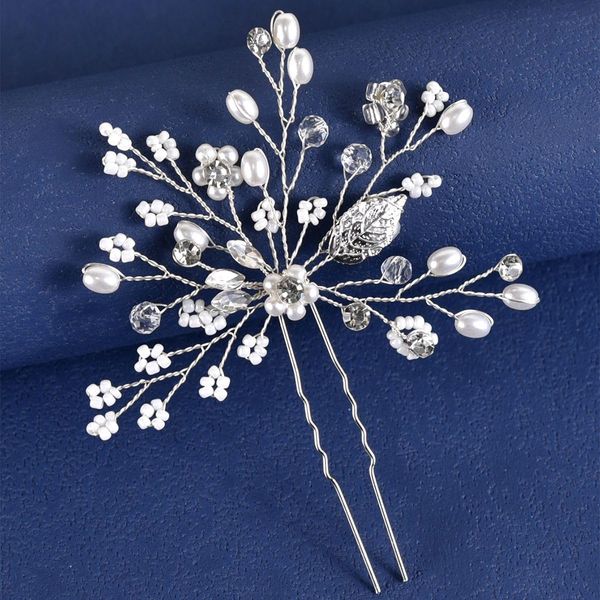 VMila Wedding Pearl Hair Pins Wedding Hair Pins Bridal Hair Accessories Pearl Flower Hair Accessories For Women Girls Wedding Hair Accessories (Single Silver Pin)