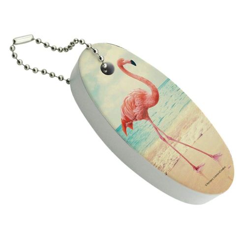 GRAPHICS & MORE Flamingo on Beach Starfish Retro Floating Keychain Oval Foam Fishing Boat Buoy Key Float
