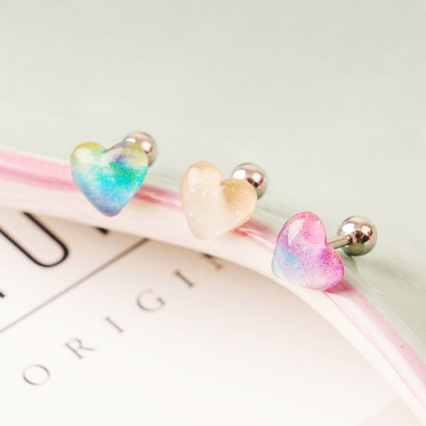 Pastel Color Mix Heart Surgical Steel Piercing