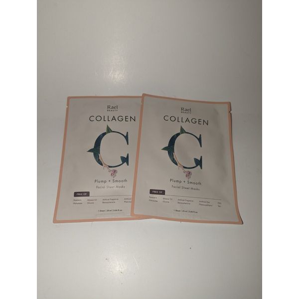 2 X RAEL BEAUTY Collagen PLUMP & SMOOTH Skin Facial Sheet Masks BNIP