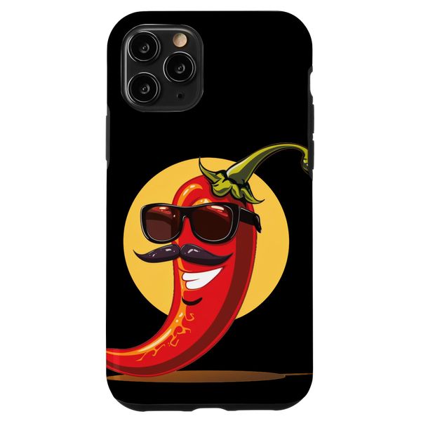 iPhone 11 Pro Funny smiling Chili with Mustache Beard for Peppers Lovers Case
