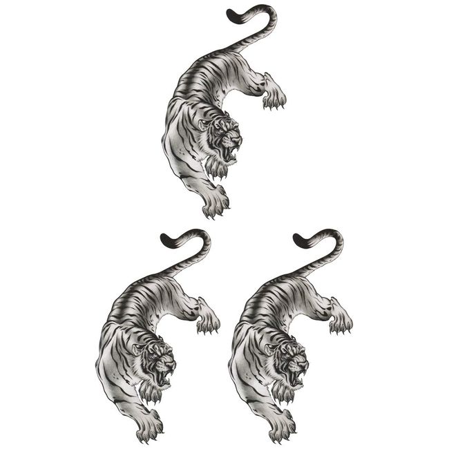 THE FANTASY yms011 Tiger Tattoo Stickers, Approx. A5 Size, Set of 3, yms011-3