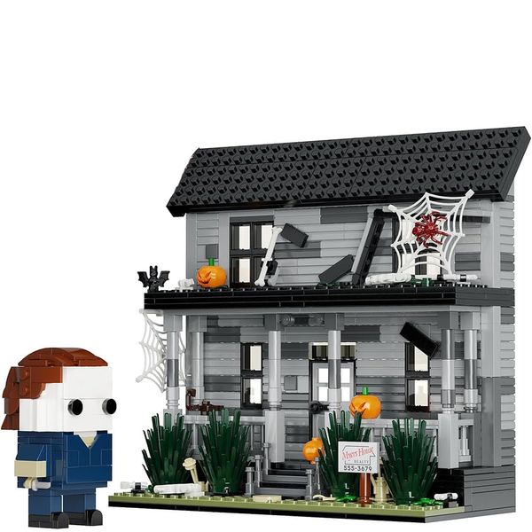 Michael Myers Figure & House Building Blocks Kits, Collectible Decoration Building Toy, Horror Movie Halloween Present for Friends and Fans, 586 Pcs Compatible with Lego Set for Adults