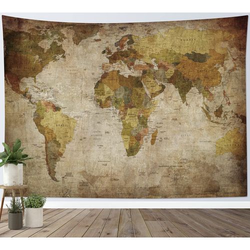 LB Vintage Tapestry World Map World Map Decor Fashion Wall Hanging Multifunctional Fabric Decor Supplies Update Modern Wall Art Room Window Personalized Gift 200x150cm
