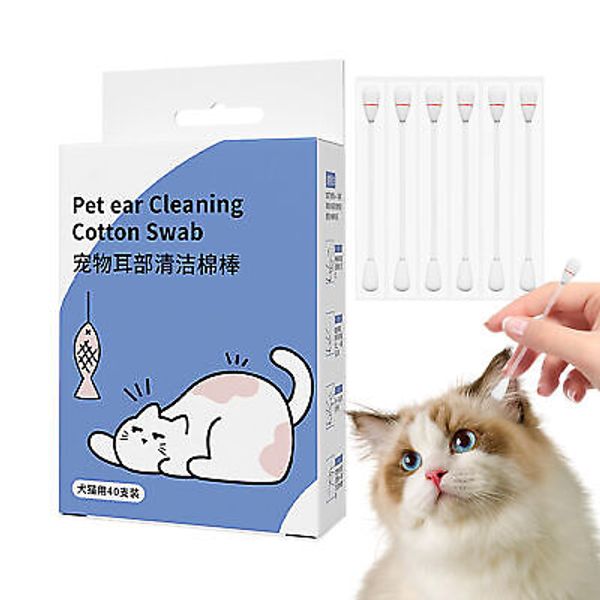 Pet Swabs 40Pcs Dog Ear Cleaner Dog Ear Cleaner & Cotton Swabs