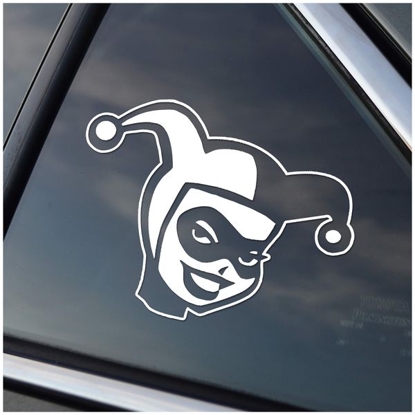 Retro Harlequin Face Car Decal White