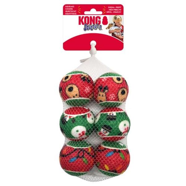 KONG Holiday SqueakAir Balls 6pk Medium
