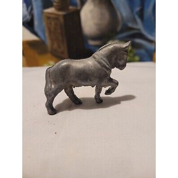 Vintage Solid Lead Silver Toy Horse