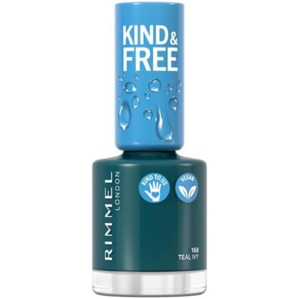 RIMMEL Kind & Free Nail Polish, 168 Teal Ivy, 8ml