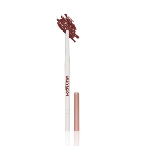 Milky Moon London Smooth Glide Cream Lip Liner, Rich Pigment, Longlasting Matte Formula with Sharpener and Brush for Precision, Plum
