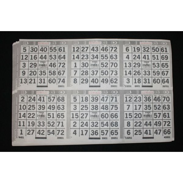 BINGO PAPER Cards Sheets 6 on 1 Gray Border Horizontal - 50 sheets