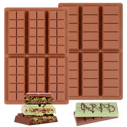 Fimary Chocolate Bar Mold - Non-Stick Chocolate Molds, Food Grade Silicone Deep Chocolate Bar Mold for Milk Chocolate Bar,Dubai Chocolate Bar Pistachio - Set of 2
