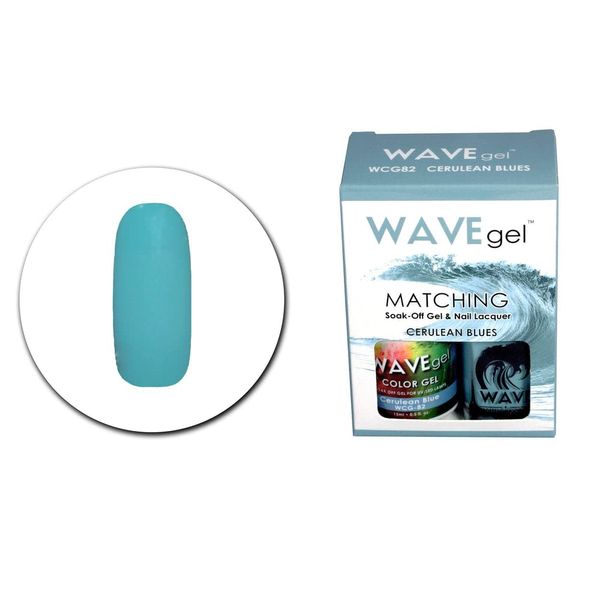 WAVEGEL Soak-0ff Gel & Nail Lacquer Matching Duo Set - Cerulean Blues - WCG82-82 I 0.5 Oz