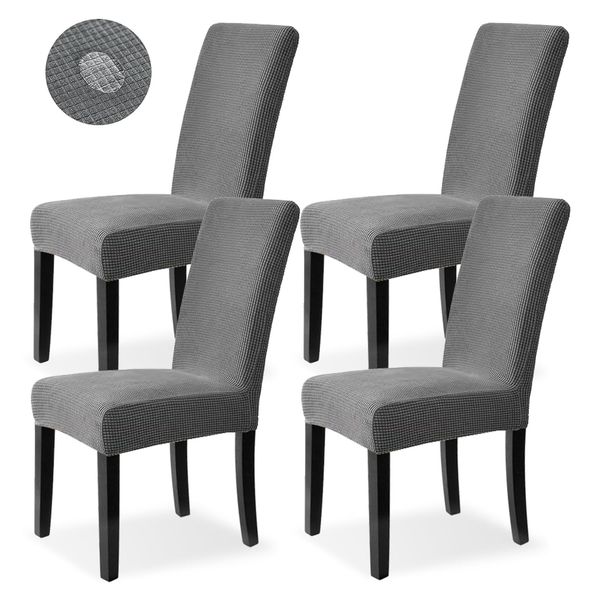 Dubest Dining Chair Covers Set of 4 Stretch Slipcovers Spandex Seat Covers Washable Chair Cover Protector for Wedding Kitchen Dining Room Office Home Hotel Banquet Ceremony Decoration(Grey)