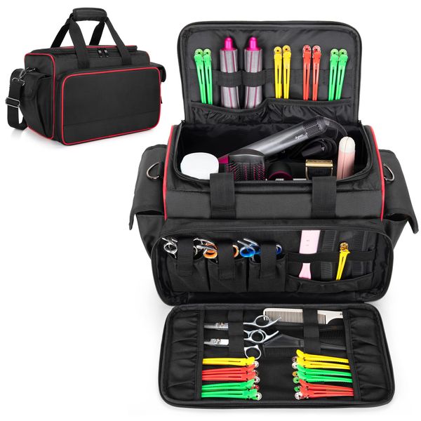 BAFASO Barber Case with Adjustable Dividers, Travel Hairdresser Bag Holds Various Hair Cutting Tools (Bag Only), Black