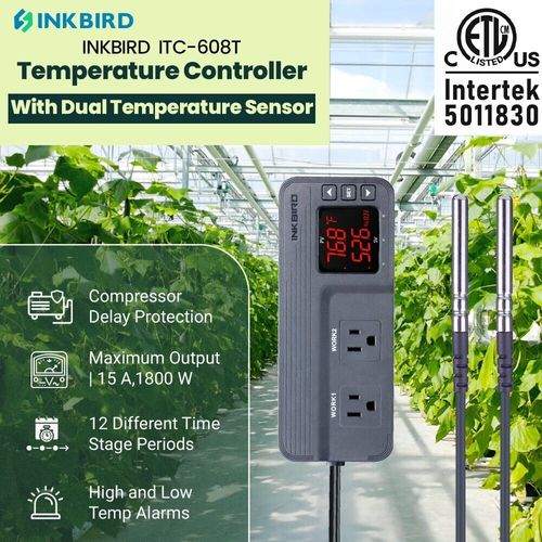 Inkbird ITC-608T Temperature Controller Thermostat Dual Outlets 12 Period Time
