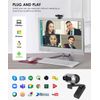 TOALLIN 2K QHD Webcam Auto-Focus Windows Hello Privacy Shutter with Microphone