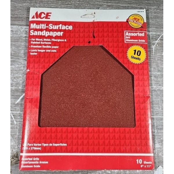 10 ACE MULTI SURFACE SANDPAPER SHEETS 9" x 11" ASSORTED GRITS